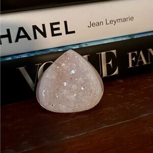 Charlene K White Druzy Ring Adjustable Silver Plated